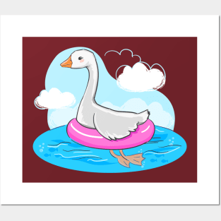 goose cute swim Posters and Art